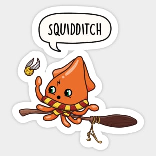 Squidditch Squid playing Quidditch Sticker